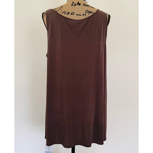 Eileen Fisher Silk Brown Scoop Neck Minimalist Loose Fit Sleeveless Tank Top XL - Picture 4 of 7